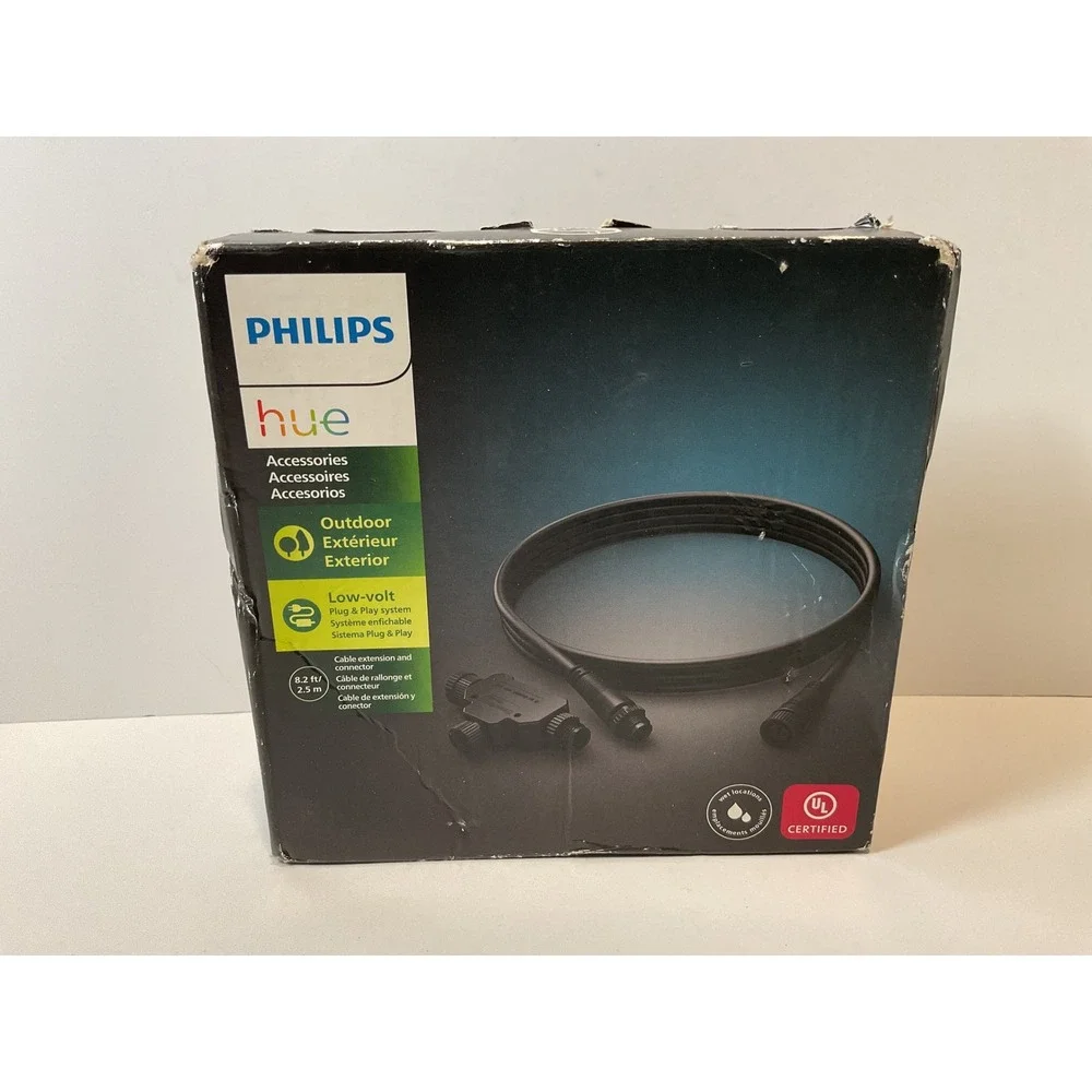 Philips Hue Outdoor Low Volt Extension Cable and Connector Smart Lighting 8.2 ft